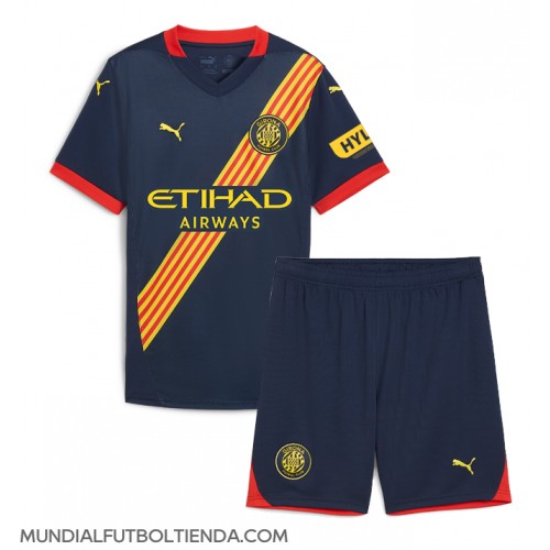 Camiseta Girona Segunda Equipación Replica 2024-25 para niños mangas cortas (+ Pantalones cortos)